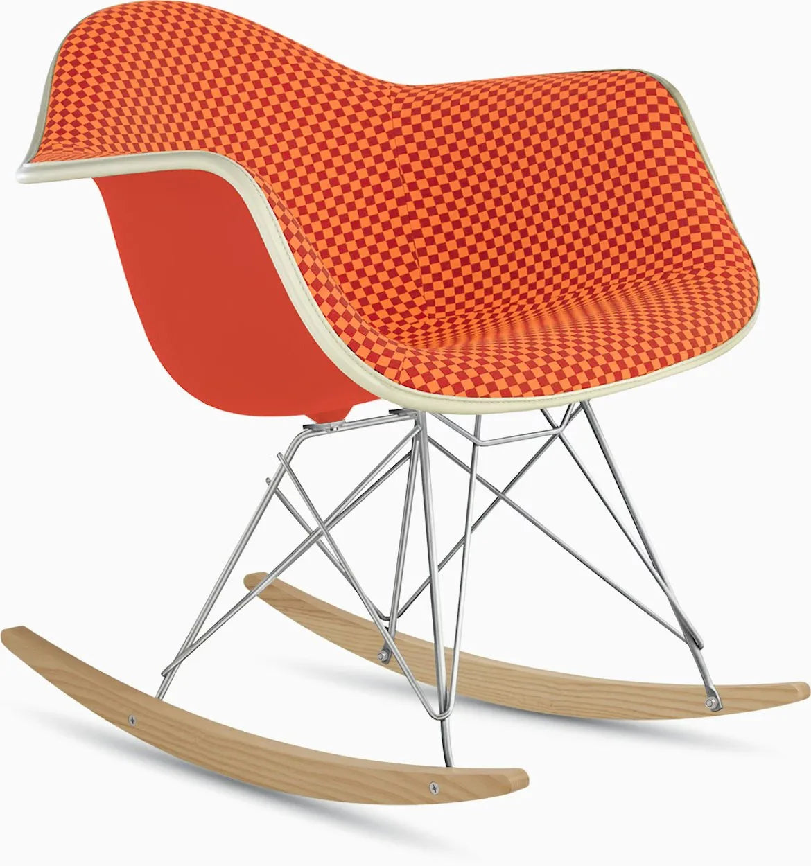 Eames Upholstered Molded Plastic Armchair, Rocker Base