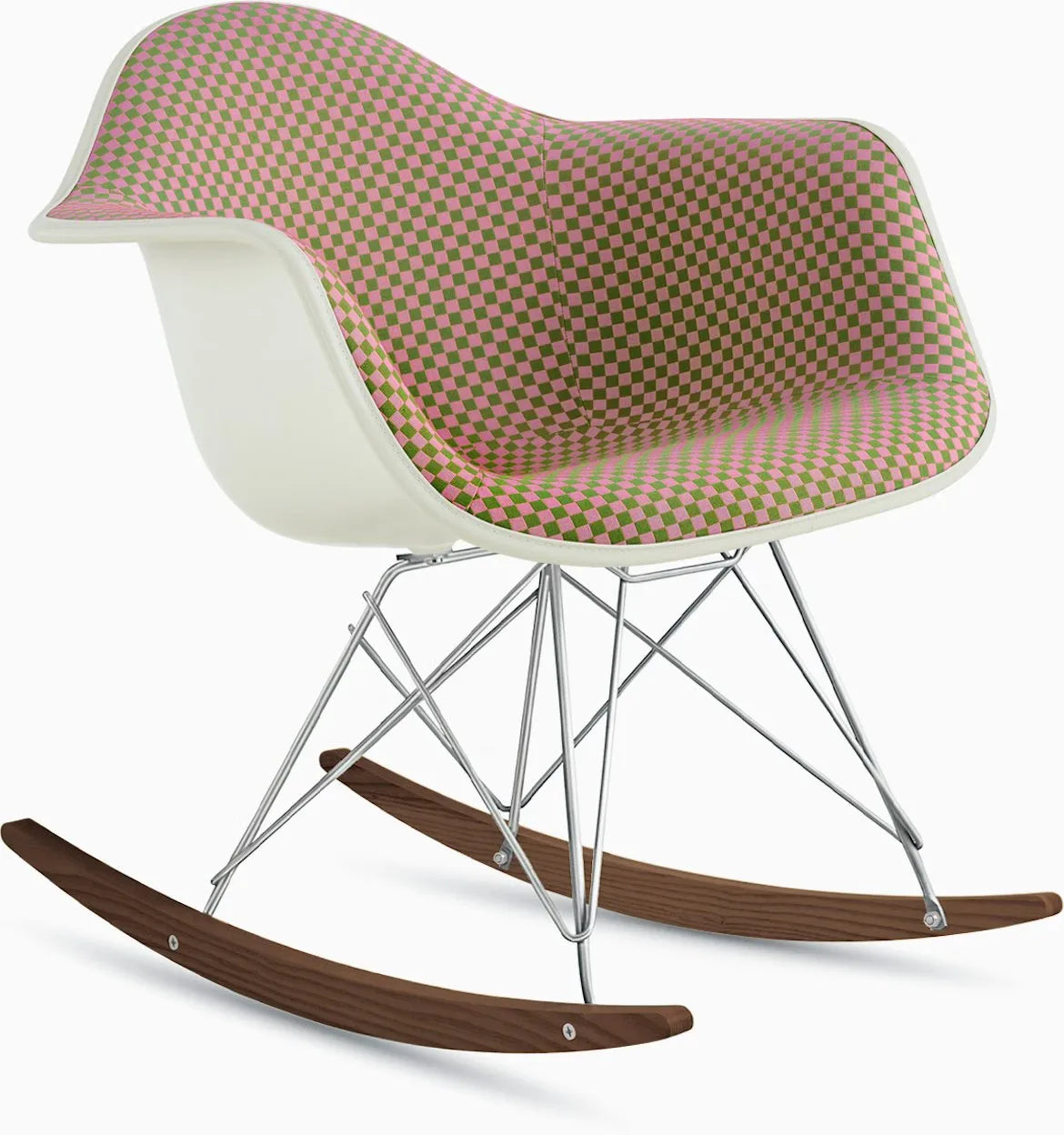 Eames Upholstered Molded Plastic Armchair, Rocker Base