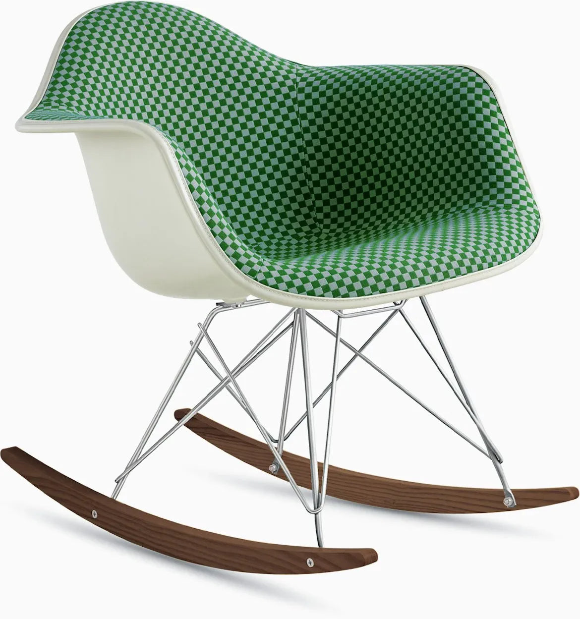 Eames Upholstered Molded Plastic Armchair, Rocker Base