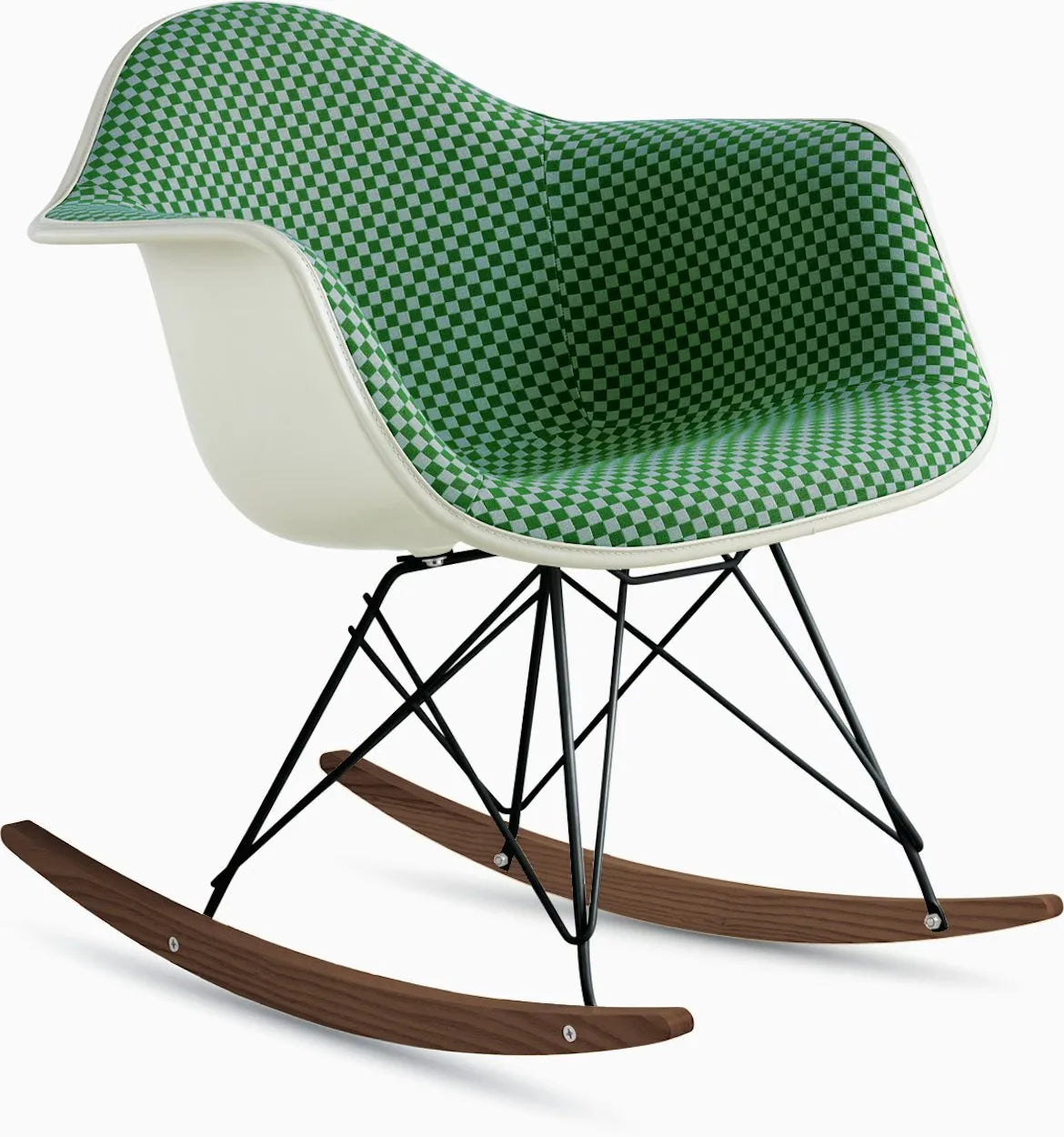 Eames Upholstered Molded Plastic Armchair, Rocker Base