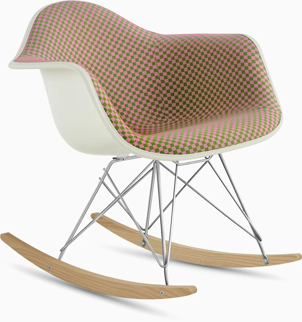 Eames Upholstered Molded Plastic Armchair, Rocker Base