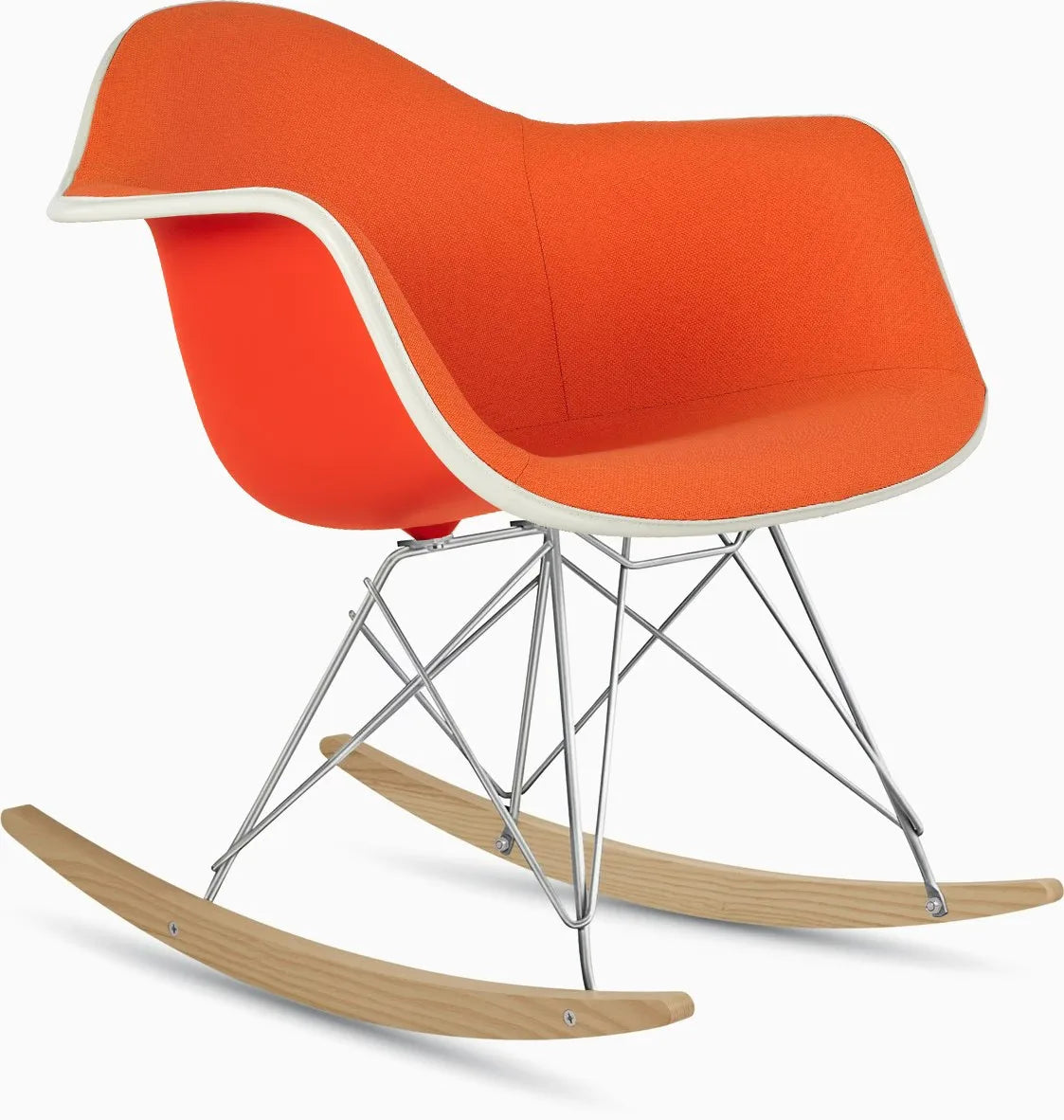 Eames Upholstered Molded Plastic Armchair, Rocker Base