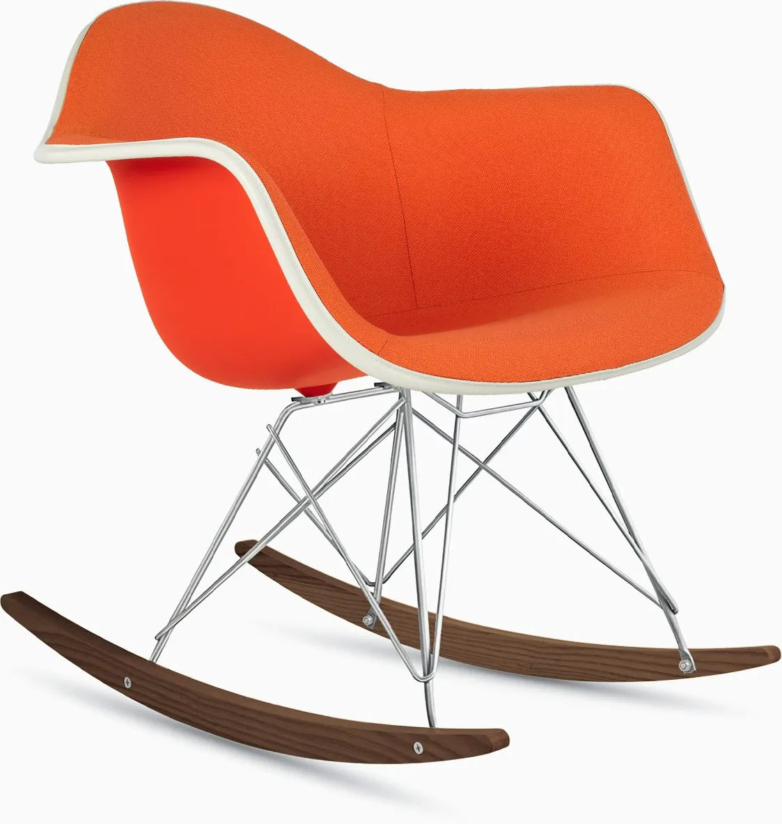 Eames Upholstered Molded Plastic Armchair, Rocker Base