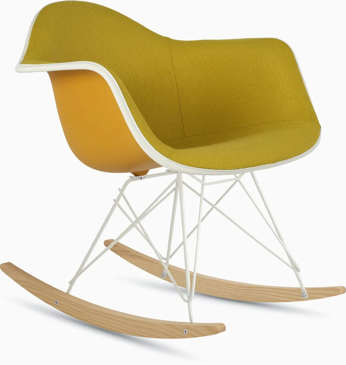 Eames Upholstered Molded Plastic Armchair, Rocker Base