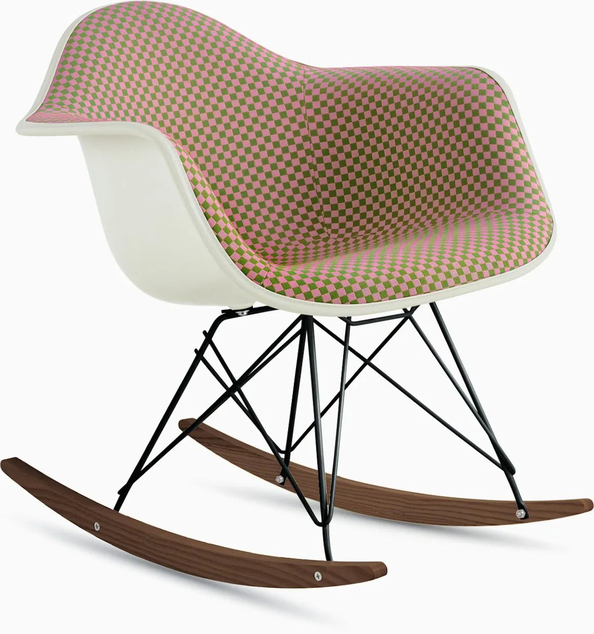 Eames Upholstered Molded Plastic Armchair, Rocker Base