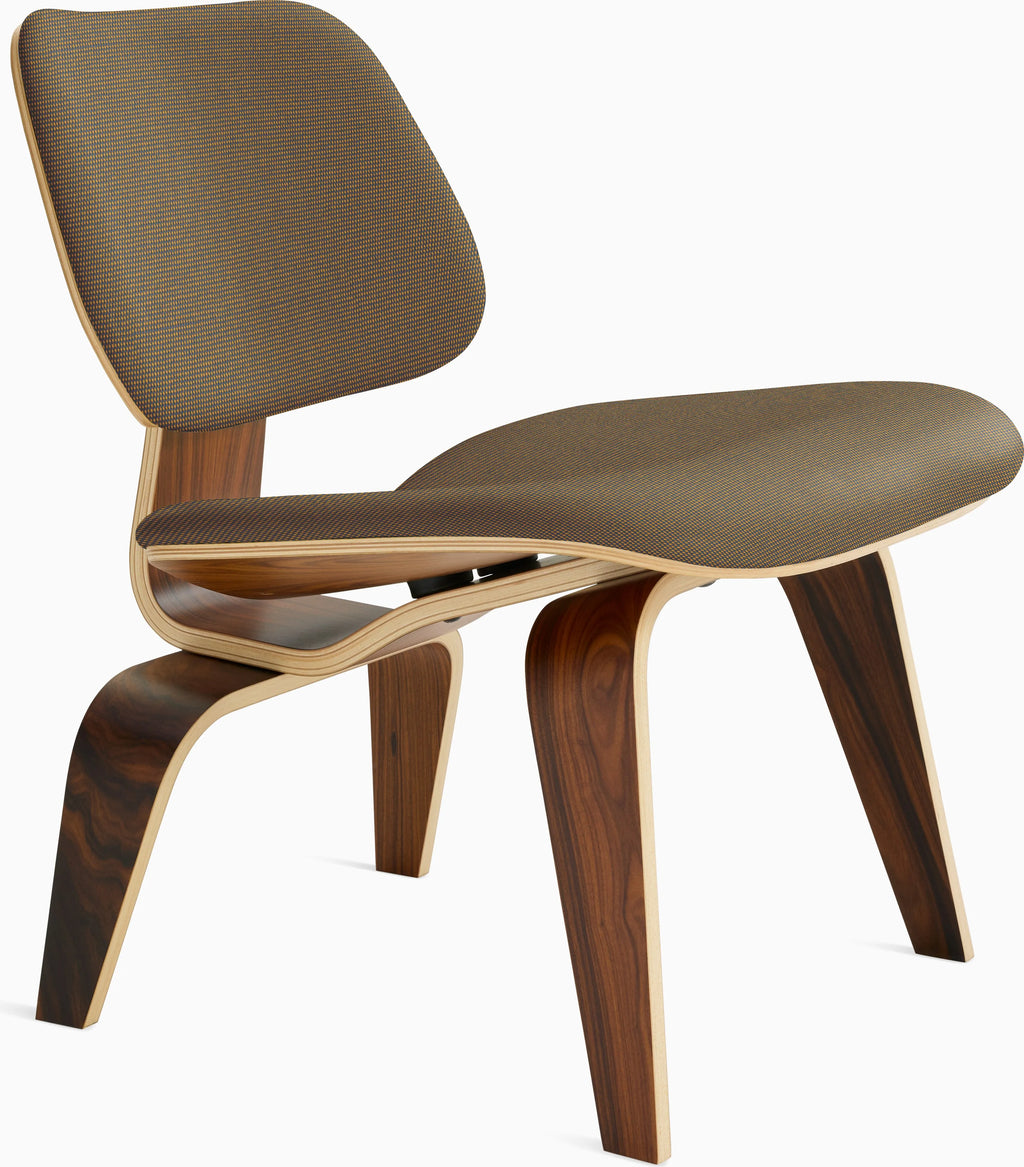 Eames Molded Plywood Lounge Chair Wood Base (LCW), Upholstered