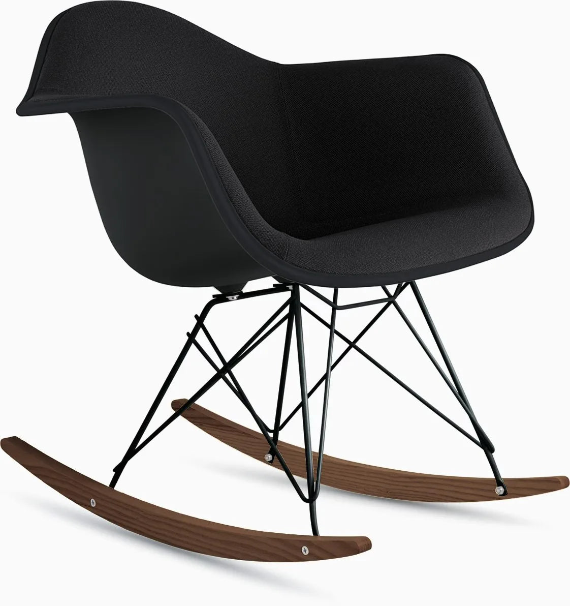 Eames Upholstered Molded Plastic Armchair, Rocker Base