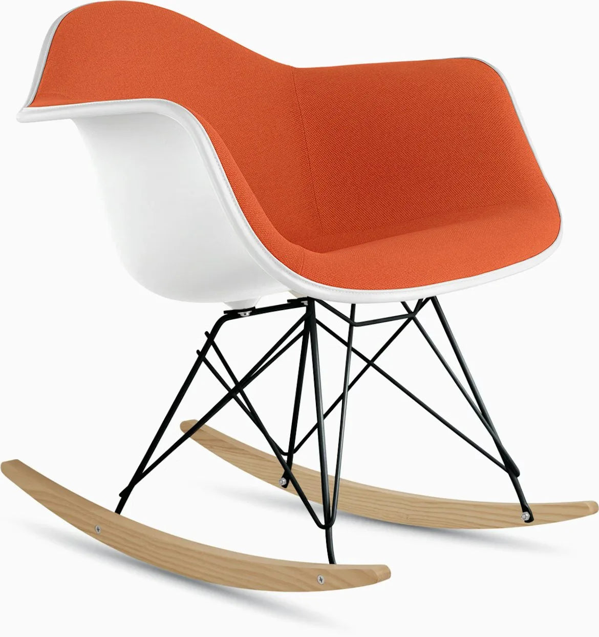 Eames Upholstered Molded Plastic Armchair, Rocker Base