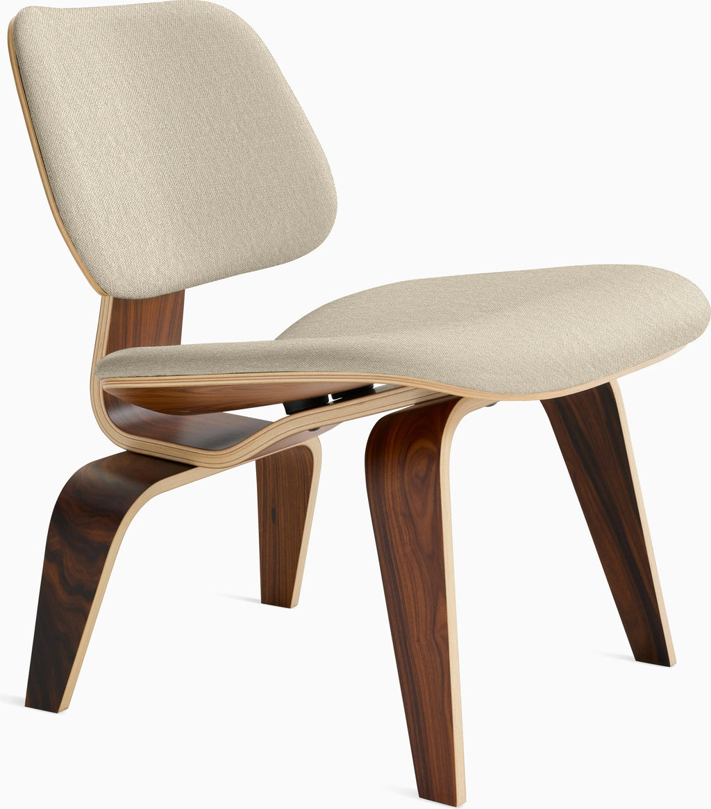 Eames Molded Plywood Lounge Chair Wood Base (LCW), Upholstered
