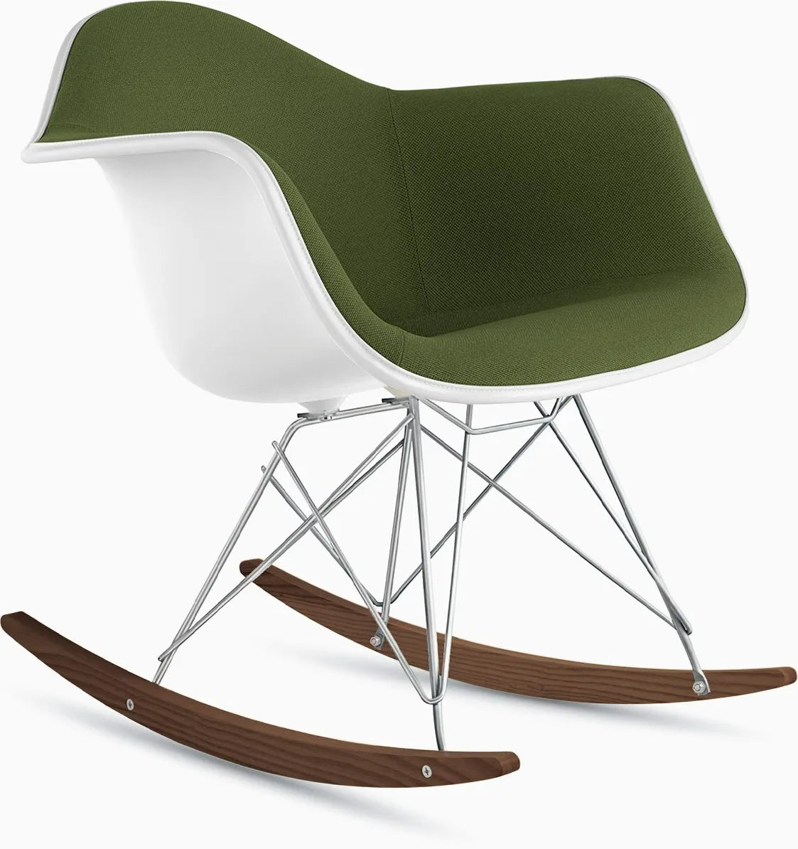 Eames Upholstered Molded Plastic Armchair, Rocker Base