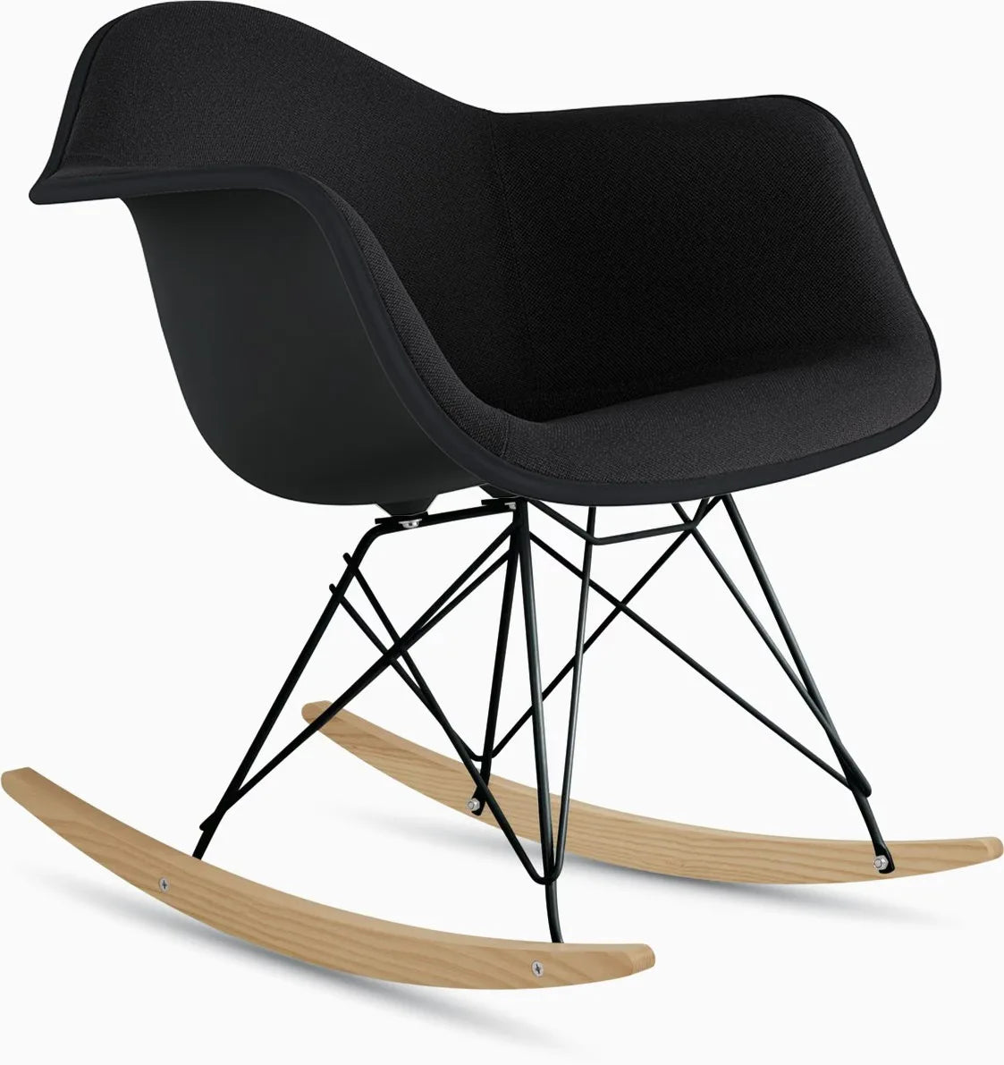 Eames Upholstered Molded Plastic Armchair, Rocker Base