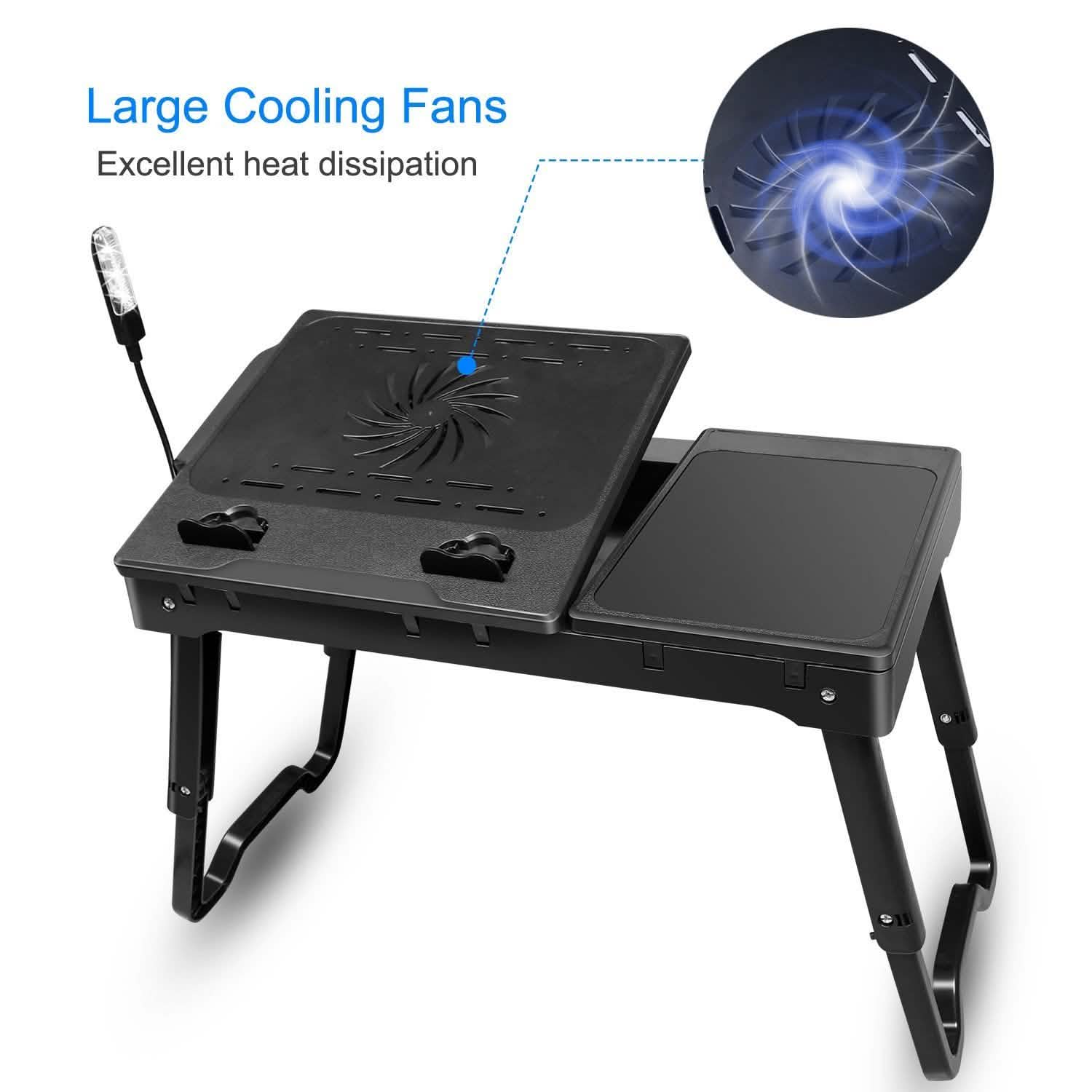 Foldable Laptop Desk with Cooling Fan & Mouse Board