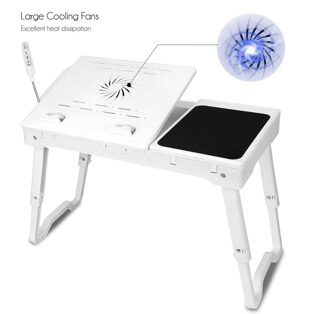 Foldable Laptop Desk with Cooling Fan & Mouse Board