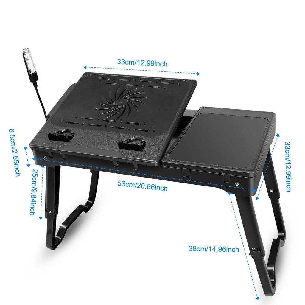 Foldable Laptop Desk with Cooling Fan & Mouse Board