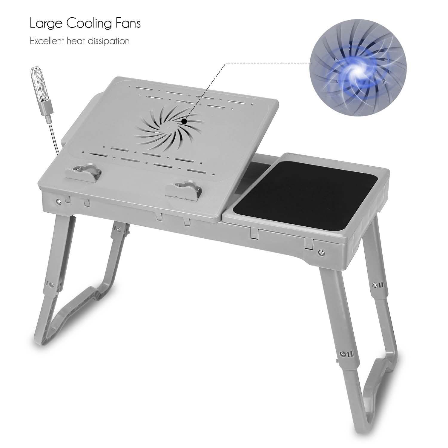 Foldable Laptop Desk with Cooling Fan & Mouse Board
