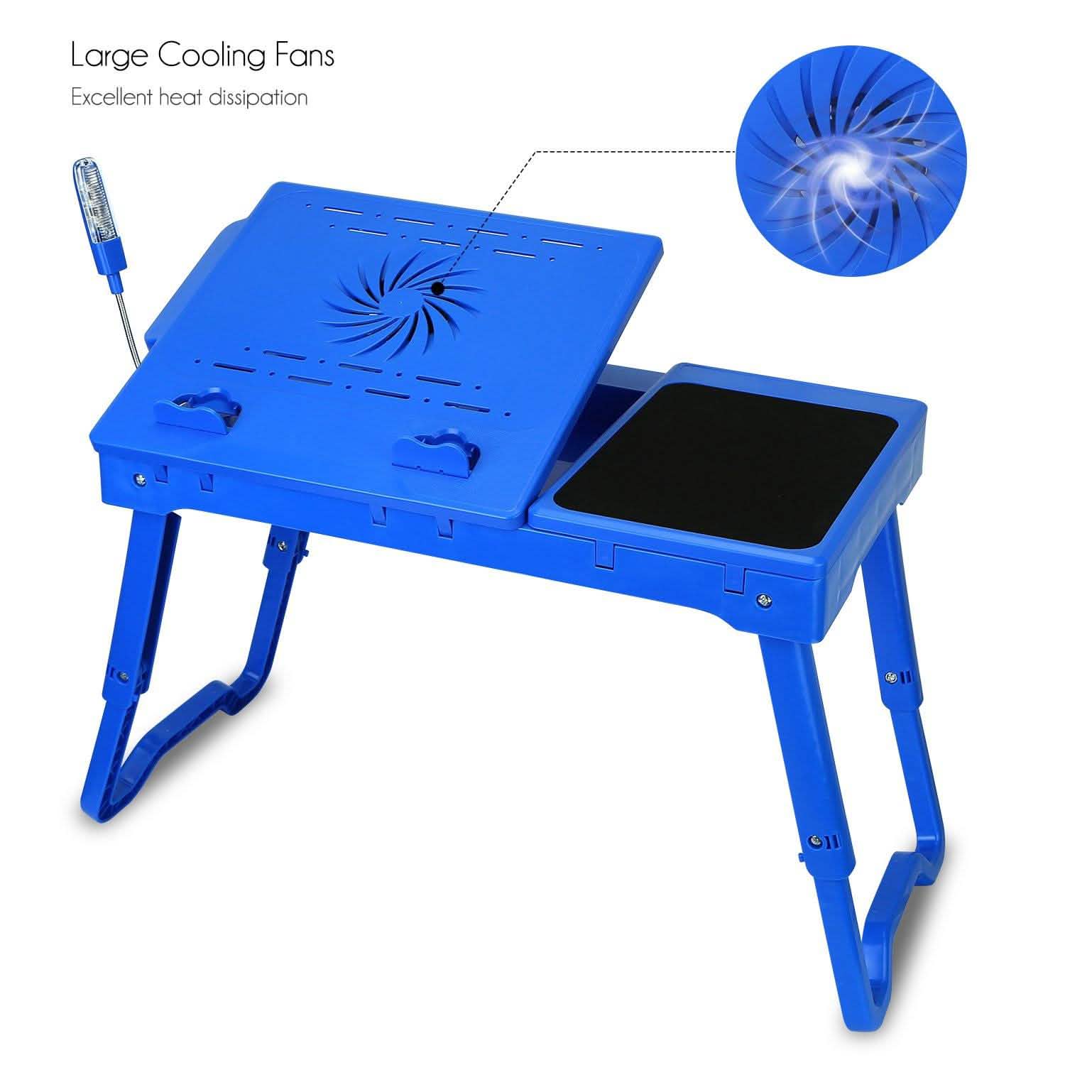 Foldable Laptop Desk with Cooling Fan & Mouse Board