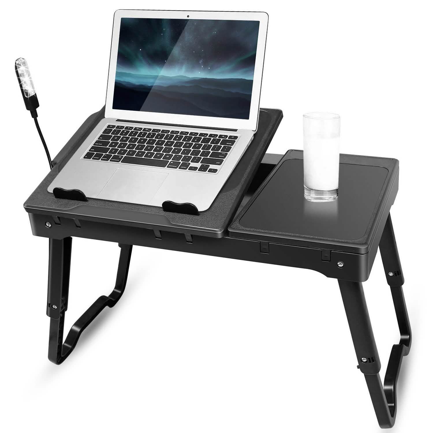 Foldable Laptop Desk with Cooling Fan & Mouse Board