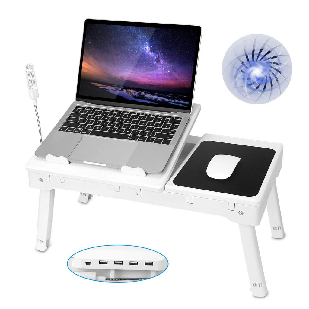 Foldable Laptop Desk with Cooling Fan & Mouse Board