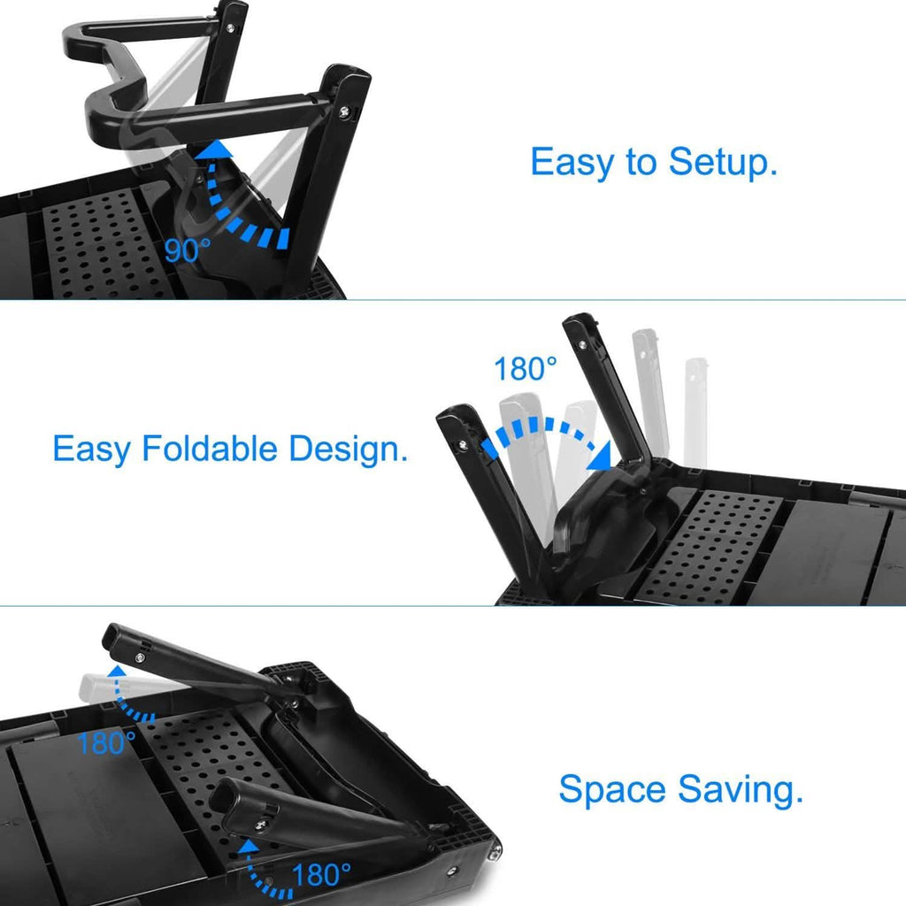 Foldable Laptop Desk with Cooling Fan & Mouse Board